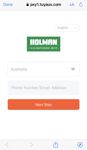 Holman Home login screen